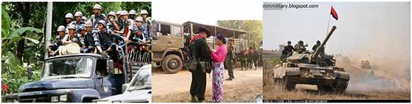 缅军部队向果敢进军　缅军妻子为丈夫送行　缅军坦克