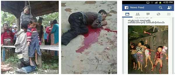 被缅军吊死的果敢儿童放马场白有根被缅军枪杀　被缅军吊死的果敢某村一家人